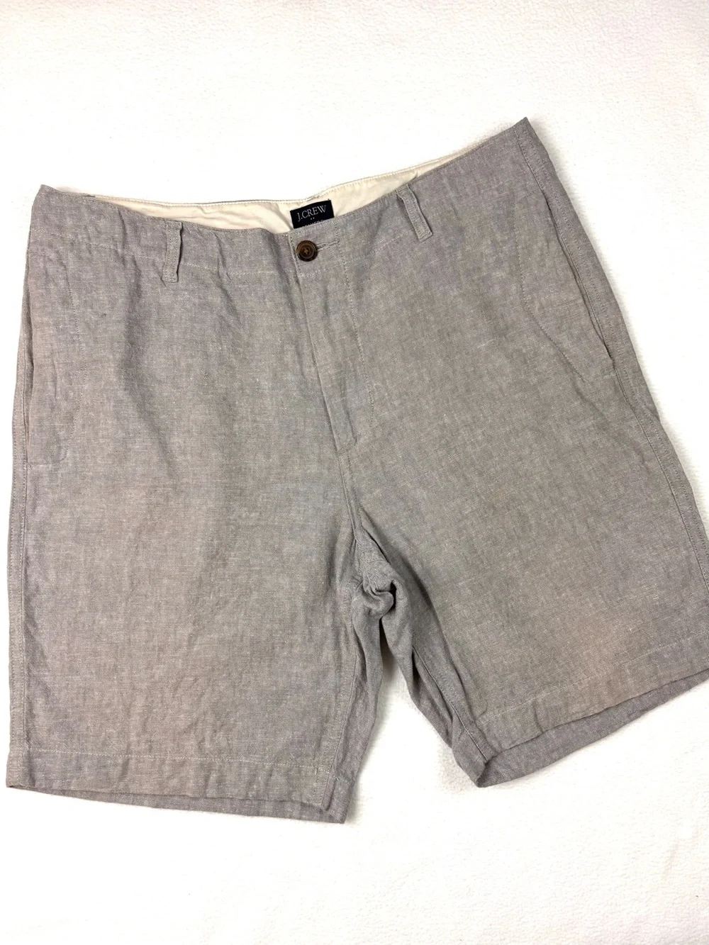 J.Crew Gramercy Linen/Cotton Lightweight Gray Flat Front Chino Short‎ 9